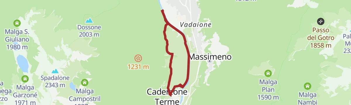 Route map: Borgo Salute Dolomiti Natural Wellness: from Pinzolo to Caderzone Terme